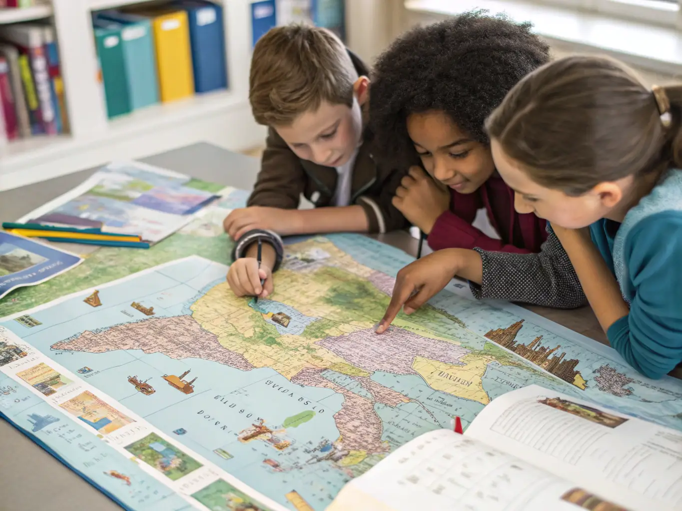 A photograph capturing children participating in an educational workshop at the Prieuré, learning about the history and cultural significance of the site.