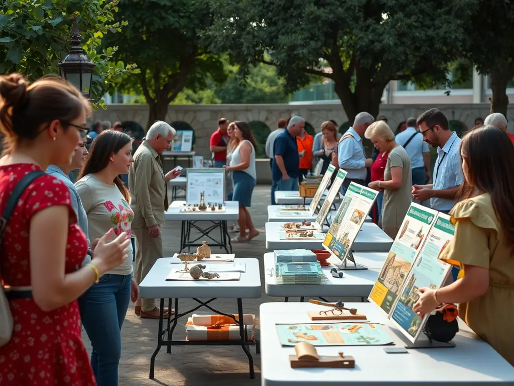 An image depicting a community event held at the Prieuré, with people enjoying music, food, and local crafts, showcasing the vibrant community engagement activities.